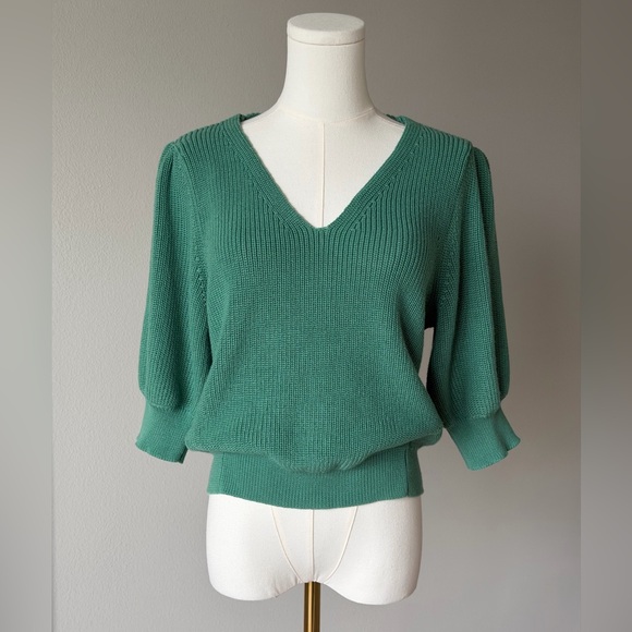 Gentle Fawn Sweaters - Gentle Fawn Phoebe Spring Green Feminine Soft V-Neck Sweater